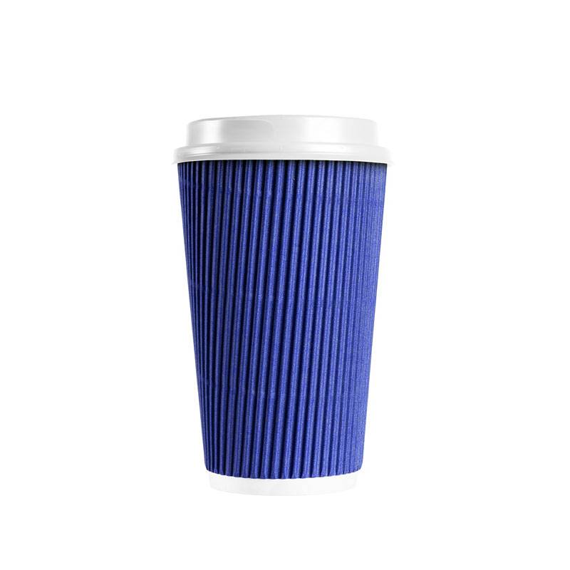 16 oz. Blue Ripple Wall Paper Coffee Cup - 500/Case