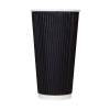 20 oz. Ripple Wall Black Paper Coffee Cup - 500/Case