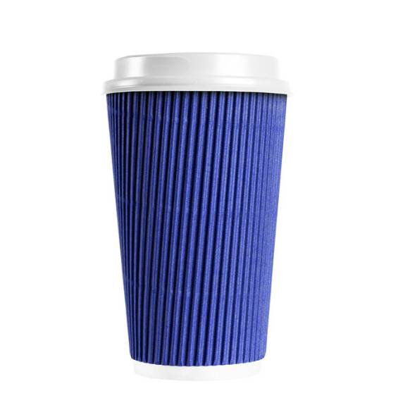 12 oz  Blue Ripple Wall Paper Coffee Cups - 500/cs