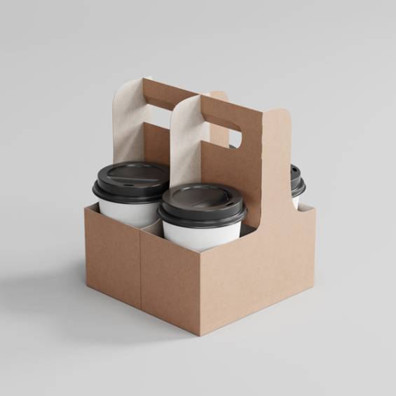 4-Cup 12-20 oz. Drink Carrier with Handle - 25/Case