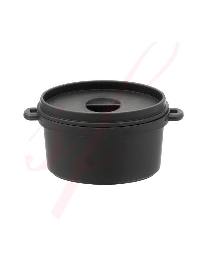 Black Polypropylene Mini Cooking Pot with Lid 3 oz & 2.8 inch - Set of 30 (1 CASE)