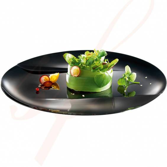 Emerald Premium Black Dinner Plastic Plate 9.5 in. 50/Case