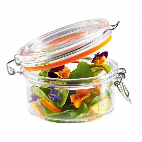 10 oz Clear Plastic  Mason Jar - with Clamp Lid - 6/Case