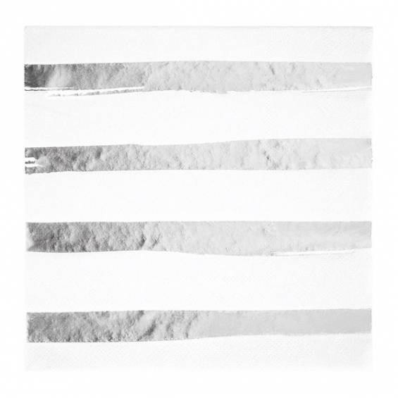 White/Silver Luncheon Paper Napkin - 16/Bag