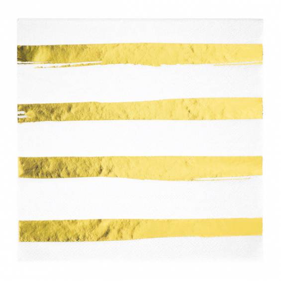 White/Gold Luncheon Paper Napkin - 16/Bag