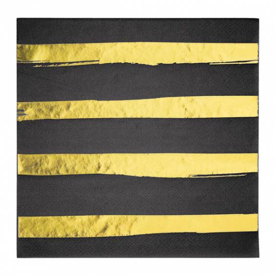 Black/Gold Luncheon Paper Napkin - 16/Bag