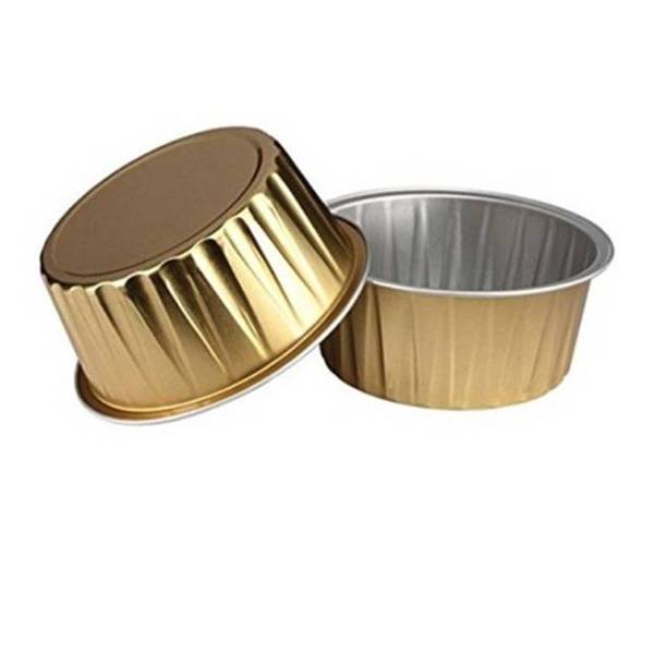 Lake Blue+Gold 60pcs 5 oz 60pcs Baking Cups with Lids Aluminum Foil Cups