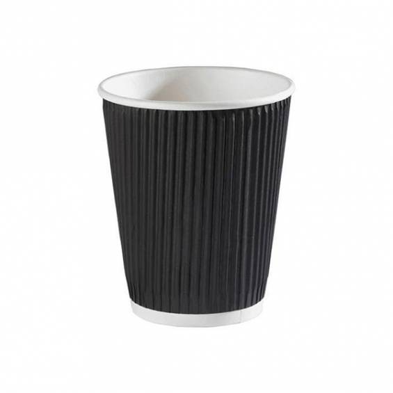 8 oz. Ripple Wall Black Paper Coffee Cup - 500/Case