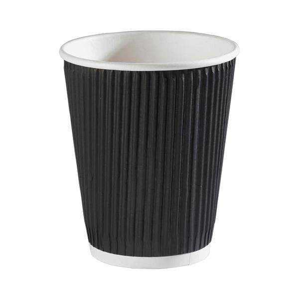 8 oz. Ripple Wall Black Paper Coffee Cups - 500/cs