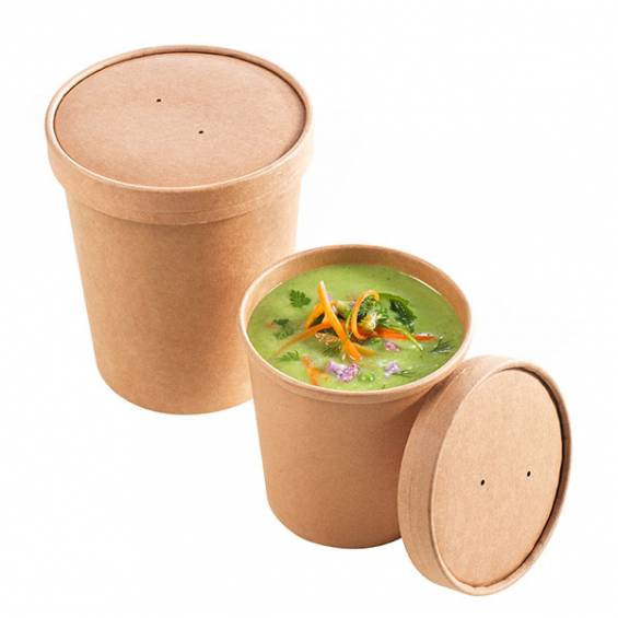 32 oz. Kraft Paper Food Container and Lid Combo, Pack of 250