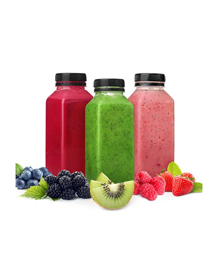 16 oz Plastic Juice Bottles with Caps Lids - Smoothie Bottles