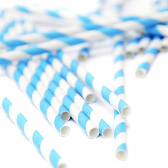 Eco Friendly Paper Straws 7.7 in. Blue 100/Bag