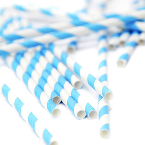Eco Friendly Paper Straws 7.7 in. Blue 100/Cs