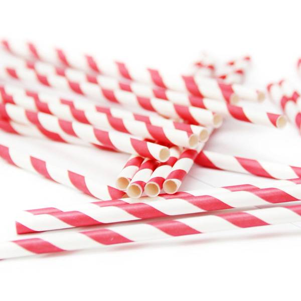 Eco Friendly Paper Straws 7.7 in. Red 100/Cs