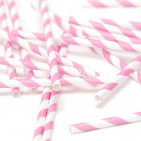 Eco Friendly Paper Straws 7.7 in. Pink 100/Bag