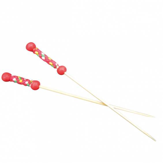 Natural  Bamboo Pearl Food Pick 4.7 in. Red - 2000/Case